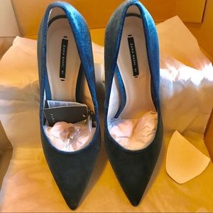 Zara blue velvet pumps - New